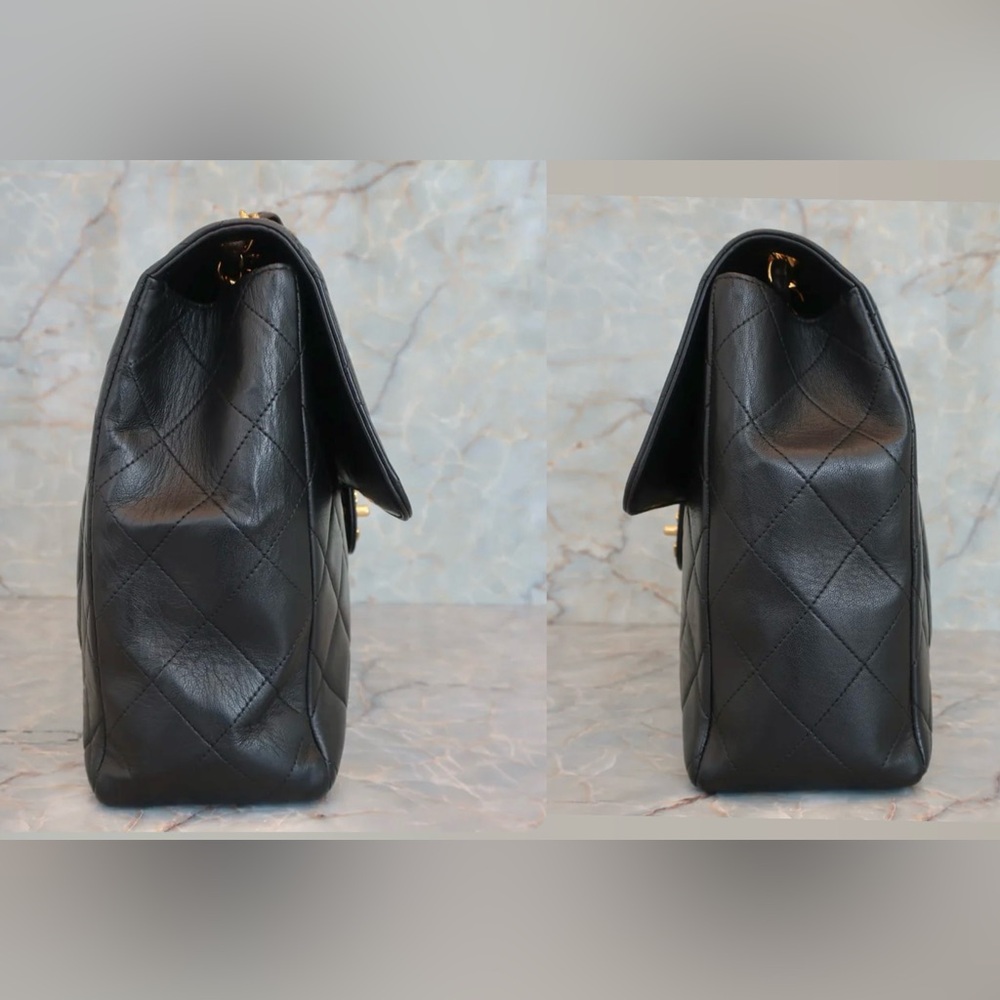 Authentic CHANEL single flap classic matelasse 30 medium 24k gold vintage bag - Picture 10 of 15